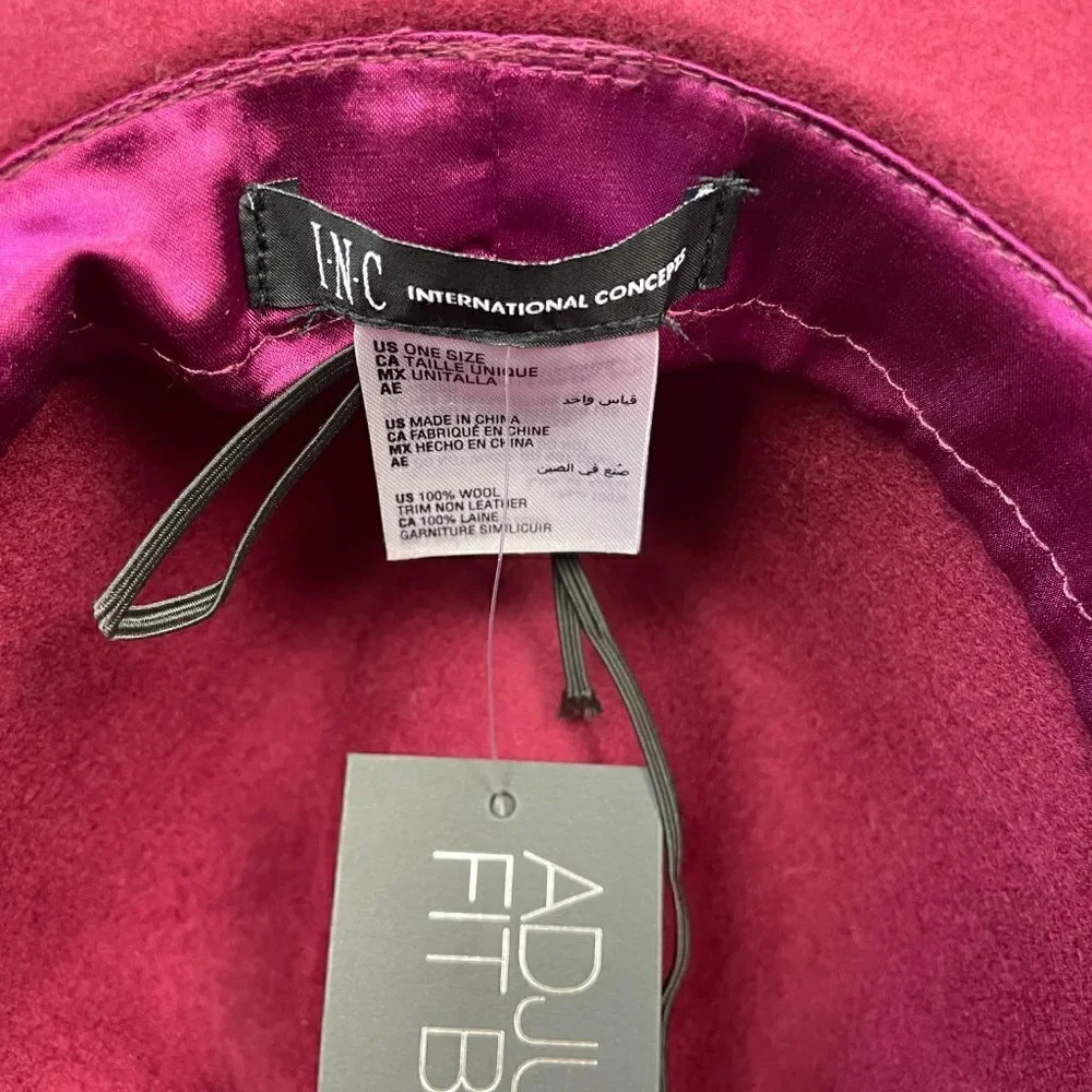 NWT INC International Concepts Wool Horse-Bit Band Wine Panama Hat